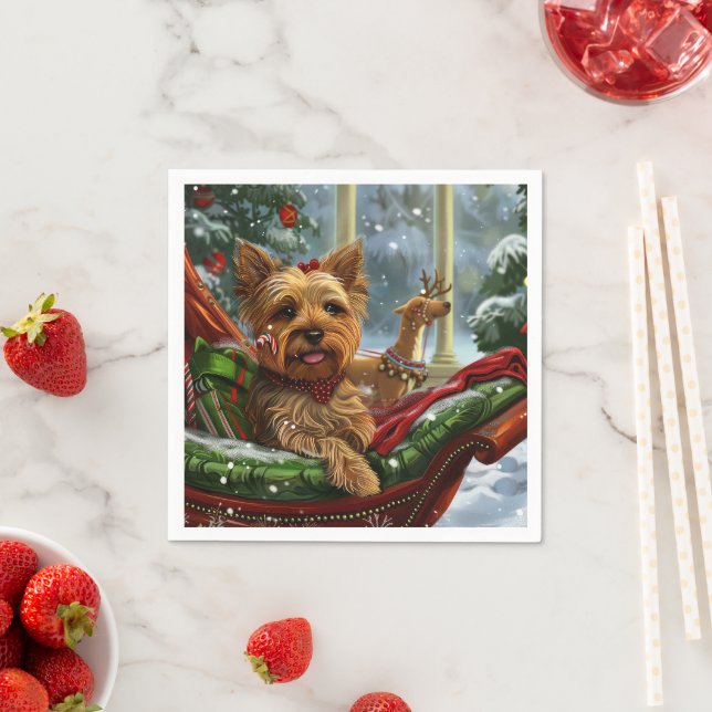 Yorkshire Terrier Hund jul Festive Pappersservett (Insitu)