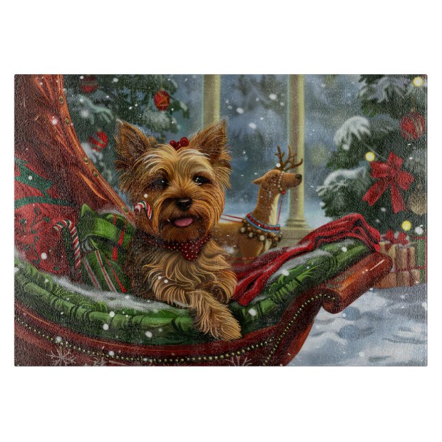 Yorkshire Terrier Hund Jul Festlig (Framsidan)