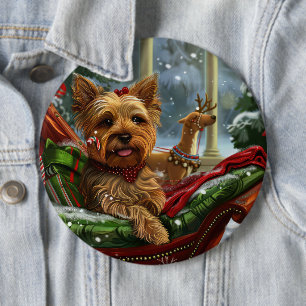 Yorkshire Terrier Hund Jul Festlig Knapp