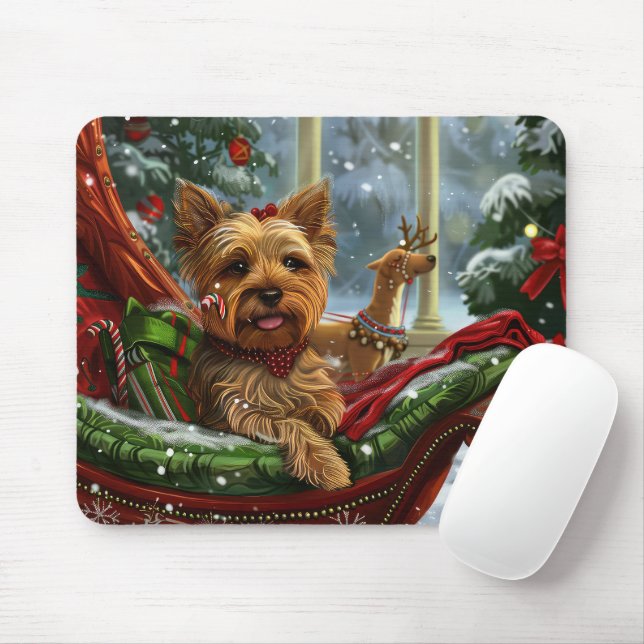 Yorkshire Terrier Hund Jul Festlig Musmatta (Med mus)