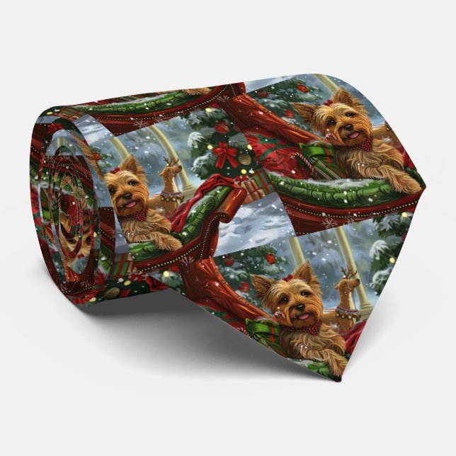 Yorkshire Terrier Hund Jul Festlig Slips (Rullad)