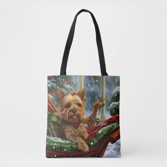 Yorkshire Terrier Hund Jul Festlig Tygkasse (Framsida)