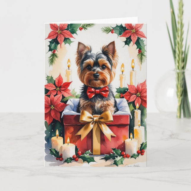 Yorkshire Terrier Hund jul Greeting Card Kort (Framsida)