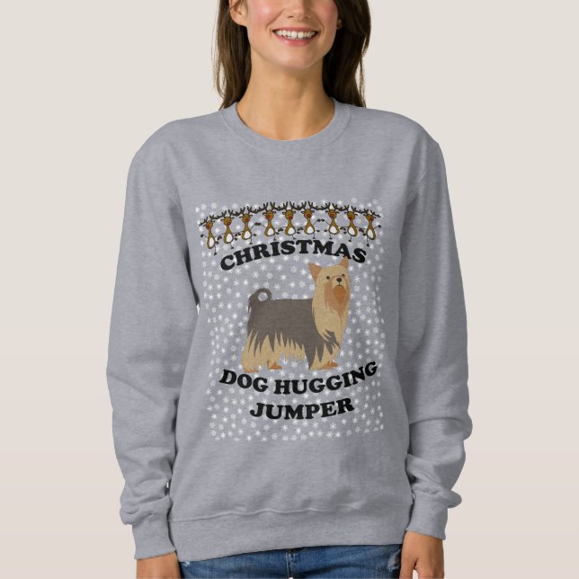 Yorkshire Terrier hund jul Hund Hugger T Shirt (Framsida)