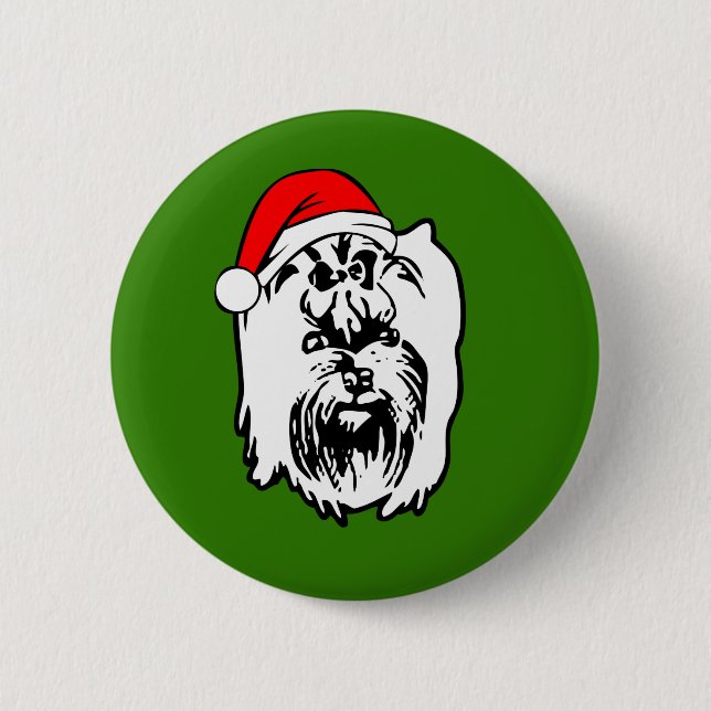 Yorkshire Terrier Hund jul Santa Hat Knapp (Framsida)