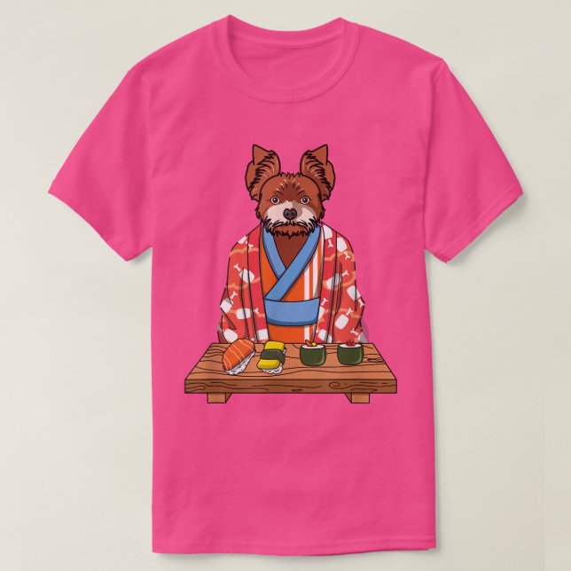 Yorkshire Terrier Hund Kimono Kawaii Japanska Food T Shirt (Design framsida)