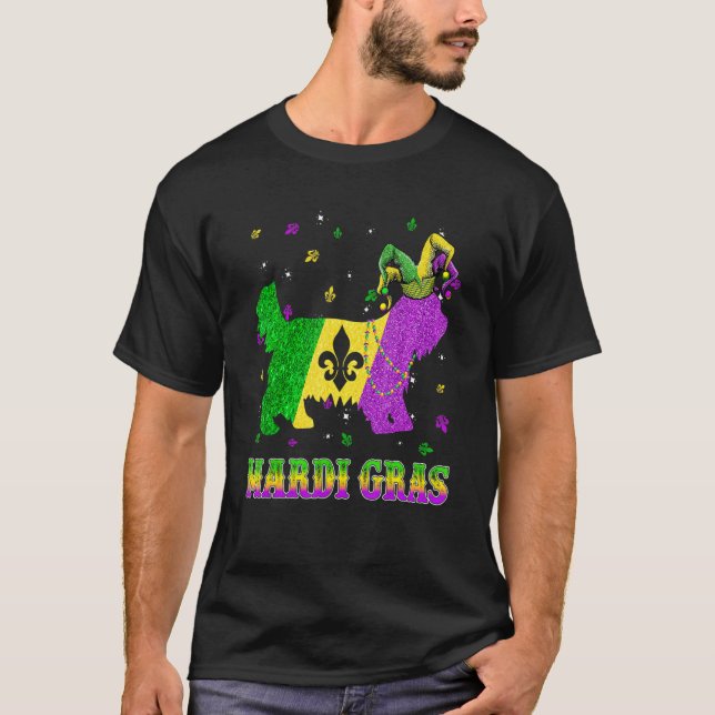 Yorkshire Terrier Hund Mardi Gras Carnival Jester  T Shirt (Framsida)