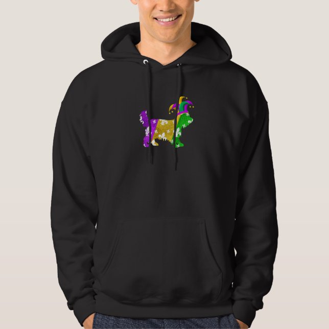 Yorkshire Terrier Hund Mardi Gras Karnevaler Valp Hoodie (Framsida)