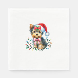 Yorkshire Terrier-Hund med Coquette Bow-jul Pappersservett