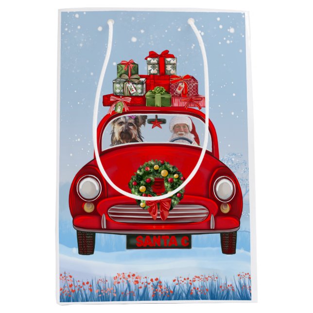 Yorkshire Terrier-Hund med Jultomten (Framsidan)