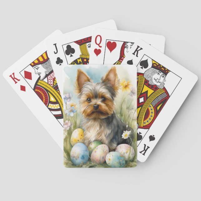 Yorkshire Terrier-Hund med Påskägg Helgdag Casinokort (Baksidan)