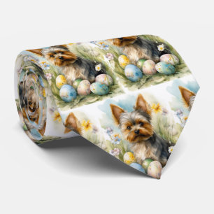 Yorkshire Terrier Hund Med Påskägg Semester Slips
