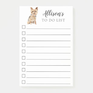 Yorkshire Terrier Hund Personlig To Do List Post-it Block