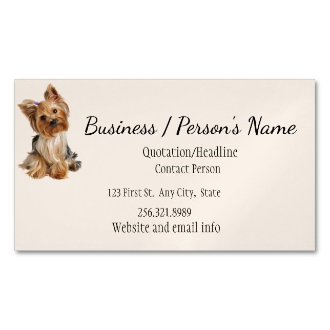 Yorkshire Terrier Hund Pet Animal Logotyp Animal Magnetiska Visitkort (Framsida)