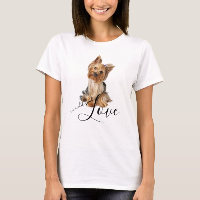 Yorkshire Terrier Hund Porträtt Ovillkorlig Kärlek T Shirt (Framsida)
