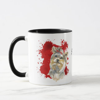 Yorkshire Terrier Hund Red Abstrakt Background Mugg