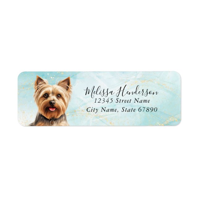 Yorkshire Terrier Hund Return Address Label Returadress Etikett (Framsidan)