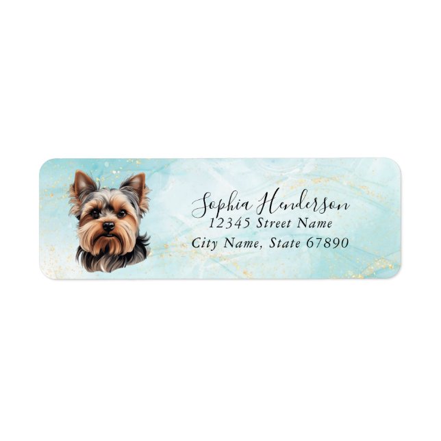Yorkshire Terrier Hund Return Address Label Returadress Etikett (Framsidan)