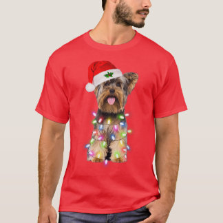 Yorkshire Terrier hund Santa Julgran Ljus T Shirt