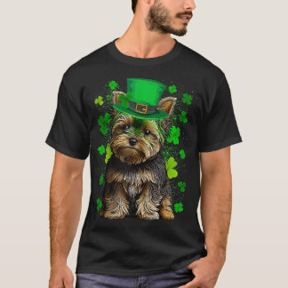 Yorkshire Terrier Hund Shamrocks St patricks day T Shirt