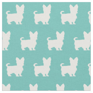 Yorkshire Terrier Hund Silhouette Pet Yorkie Teal Tyg