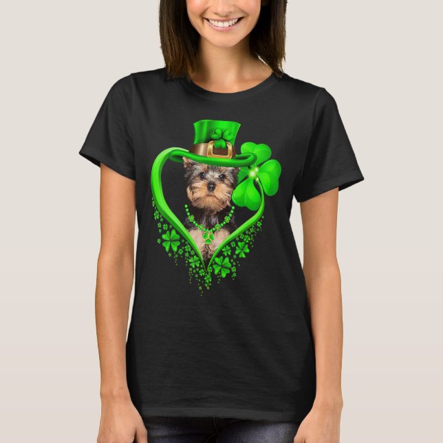 Yorkshire Terrier Hund St patricks day Irish Älska T Shirt (Framsida)