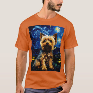 Yorkshire Terrier Hund Starry Night Van Gogh Art L T Shirt