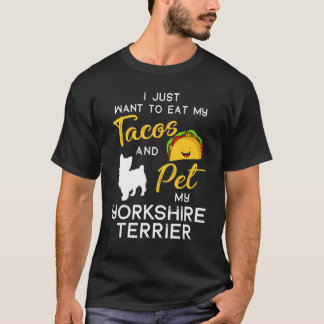 Yorkshire Terrier Hund Tacos Älskare Owner Julafto T Shirt