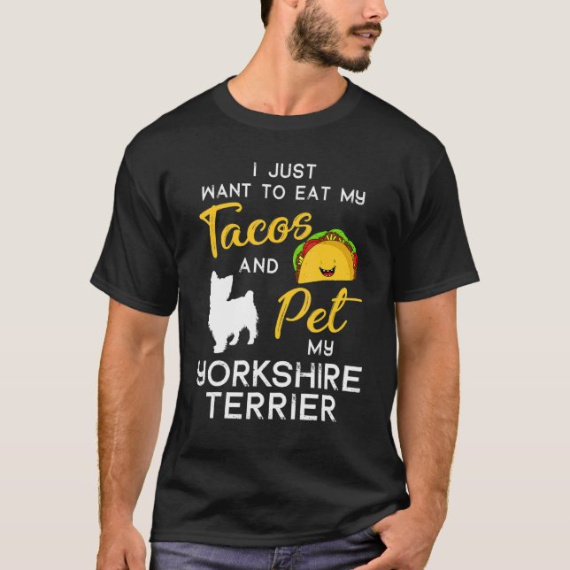 Yorkshire Terrier Hund Tacos Älskare Owner Julafto T Shirt (Framsida)