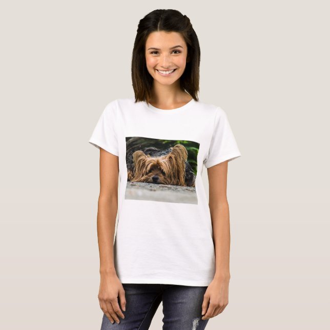 Yorkshire Terrier Hund Tee Shirt (Hel framsida)