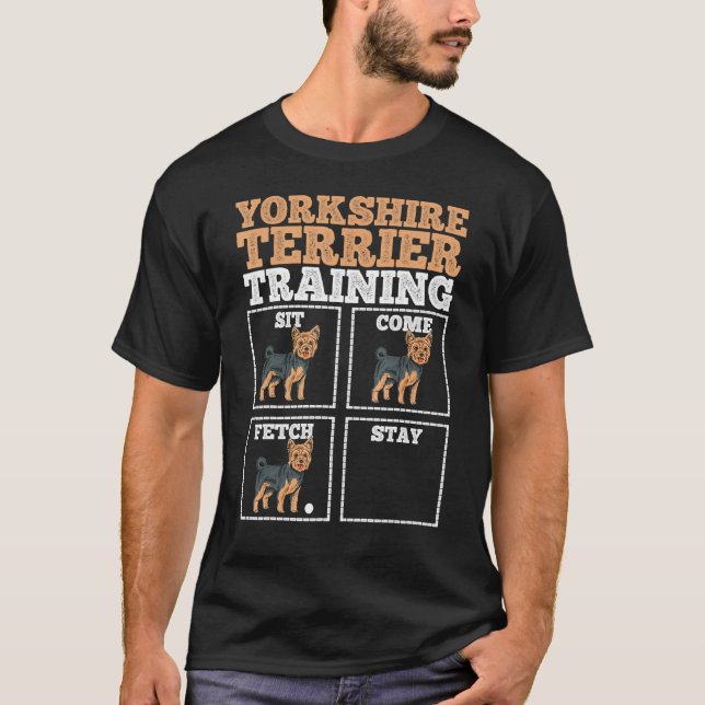 Yorkshire Terrier Hund Trainer T Shirt (Framsida)