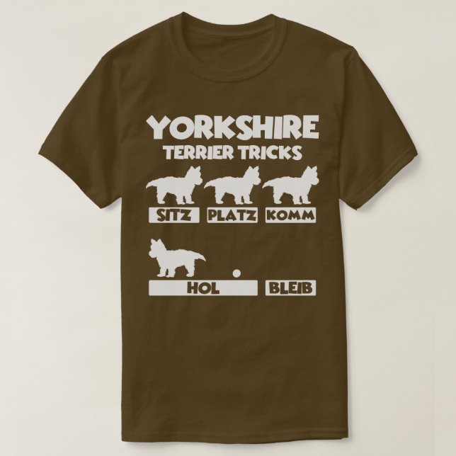 Yorkshire Terrier Hund Tricks T Shirt (Design framsida)