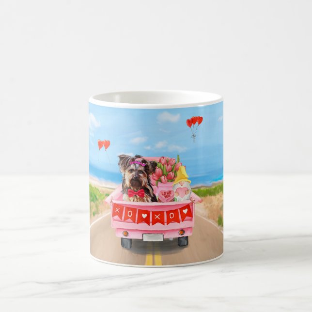 Yorkshire Terrier Hund Valentine Day Lastbil Heart Kaffemugg (Center)