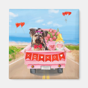 Yorkshire Terrier Hund Valentine Day Lastbil Heart Magnet