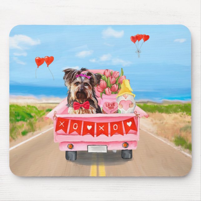 Yorkshire Terrier Hund Valentine Day Lastbil Heart Musmatta (Framsidan)