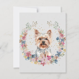 Yorkshire Terrier Hund Vår blommor Monogram Anteckningskort