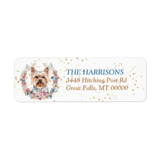 Yorkshire Terrier Hund Vår blommor Wandeans Returadress Etikett