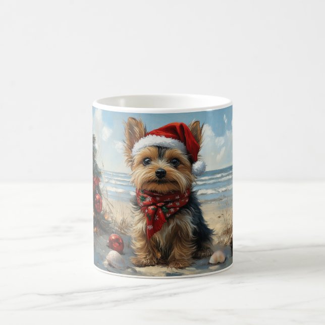 Yorkshire Terrier Hund Vintage Beach Kaffemugg (Center)