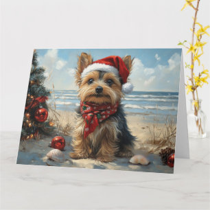 Yorkshire Terrier Hund Vintage Beach Kort