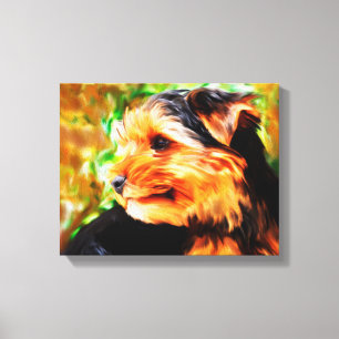 Yorkshire Terrier Hund Watercolor Art Porträtt Canvastryck