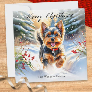 Yorkshire Terrier Hund Yorkie i Snö jul Julkort