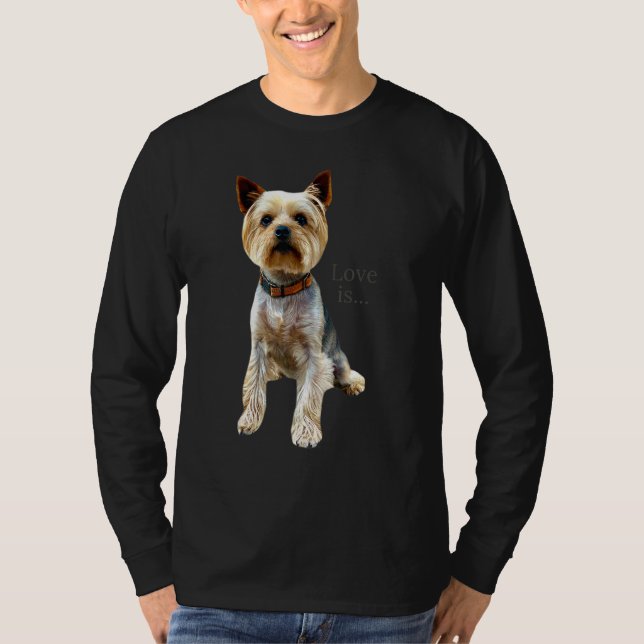 Yorkshire Terrier Hund Yorkie Mamma Pappa Kärlek T T Shirt (Framsida)