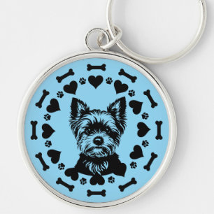 Yorkshire Terrier Hundägare Rund Silverfärgad Nyckelring