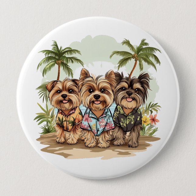 Yorkshire Terrier Hundar Hawaiian Shirts Knapp (Framsida)