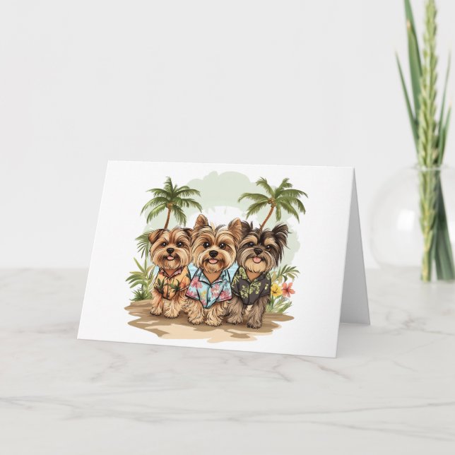 Yorkshire Terrier Hundar Hawaiian Shirts Kort (Framsida)
