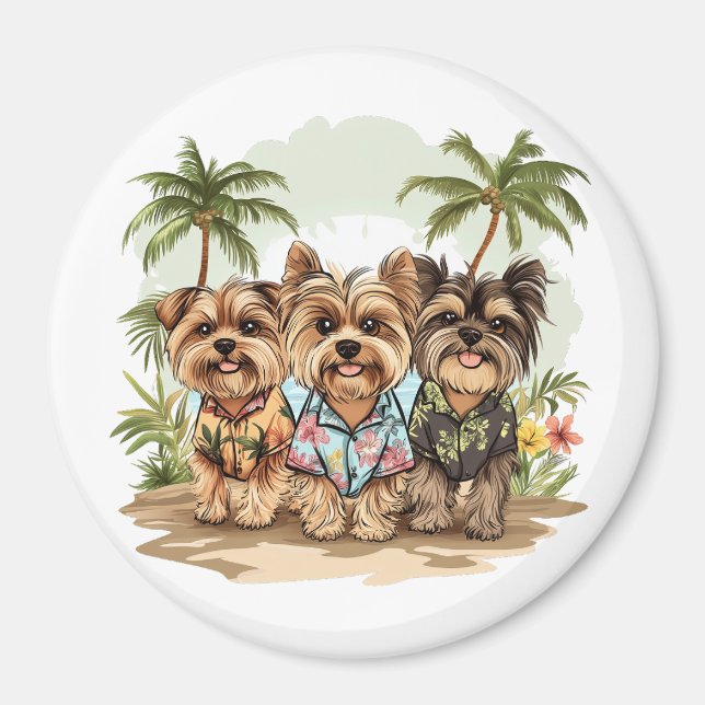 Yorkshire Terrier Hundar Hawaiiträjor Magnet (Framsidan)