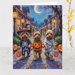Yorkshire Terrier Hundar i Halloween Kostymer Kort