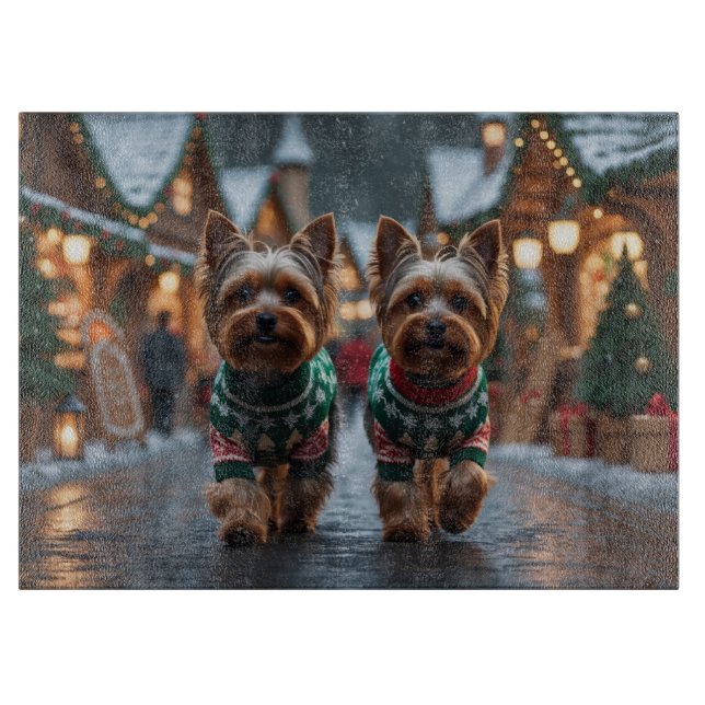 Yorkshire Terrier Hundar Jul Snö Semester  (Framsidan)