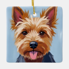 Yorkshire Terrier | Hundporträttsmålning Julgransprydnad Keramik