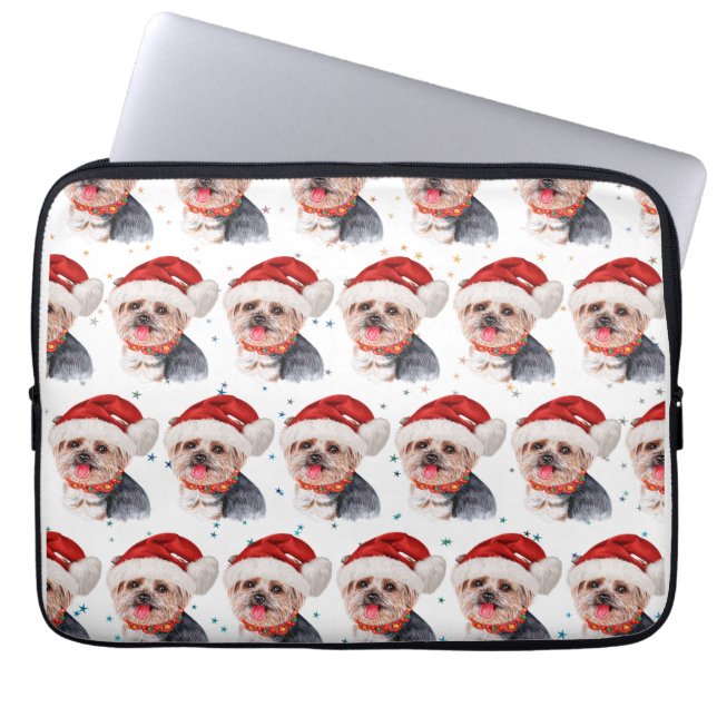 Yorkshire Terrier Hundras Julstjärnor Laptop Fodral (Framsidan)